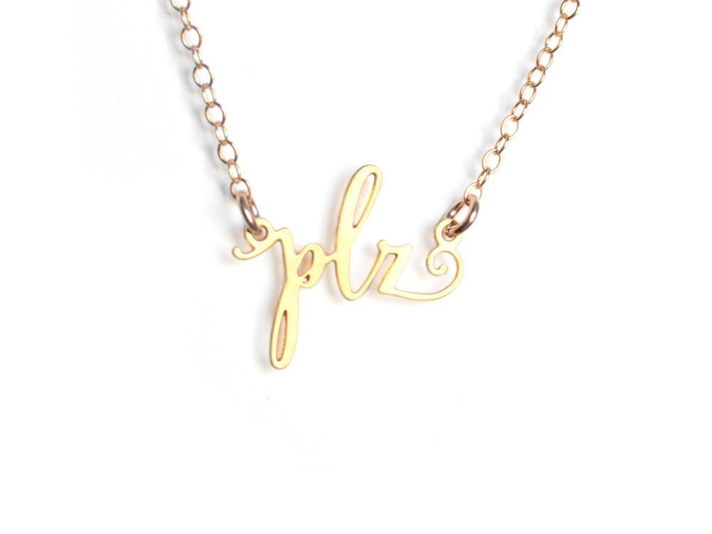 Plz Necklace - Texting Necklaces - High Quality, Affordable Necklace - Available in Gold and Silver - Made in USA - Brevity Jewelry