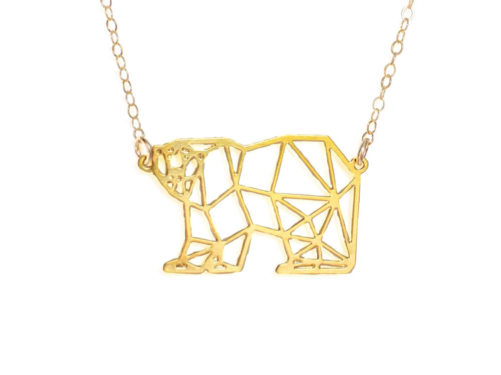 Polar Bear Necklace - Wireframe Origami - High Quality, Affordable Necklace - Available in Gold and Silver - Made in USA - Brevity Jewelry