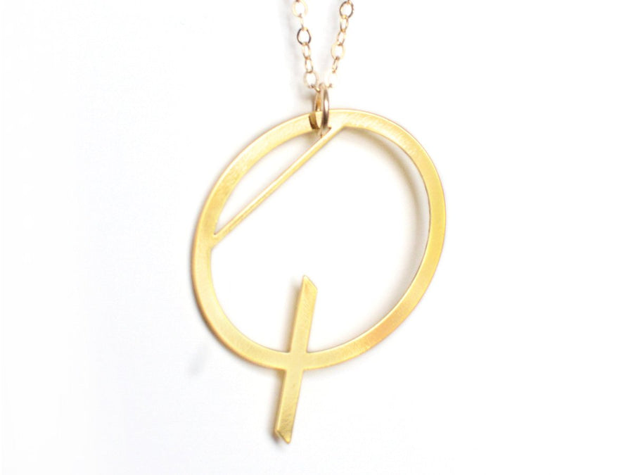 Q Letter Necklace - Art Deco Typography Style - High Quality, Affordable, Self Love, Initial Charm Necklace - Available in Gold and Silver - Made in USA - Brevity Jewelry