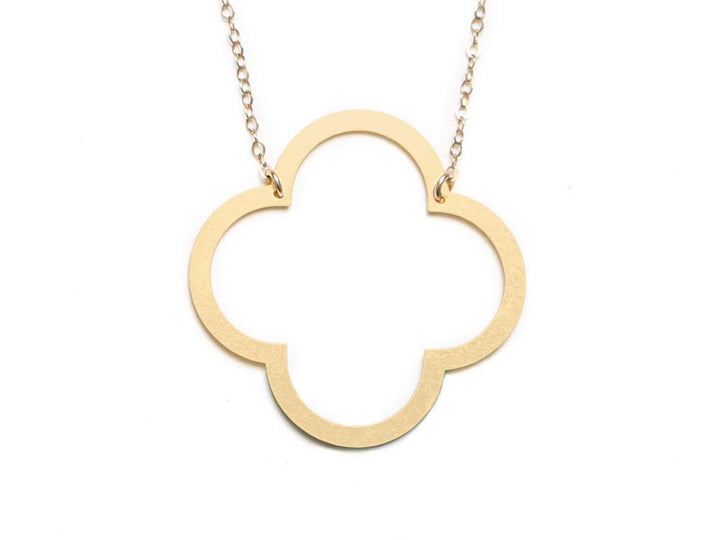 Large Quatrefoil Necklace - High Quality, Affordable Necklace - Available in Gold and Silver - Made in USA - Brevity Jewelry