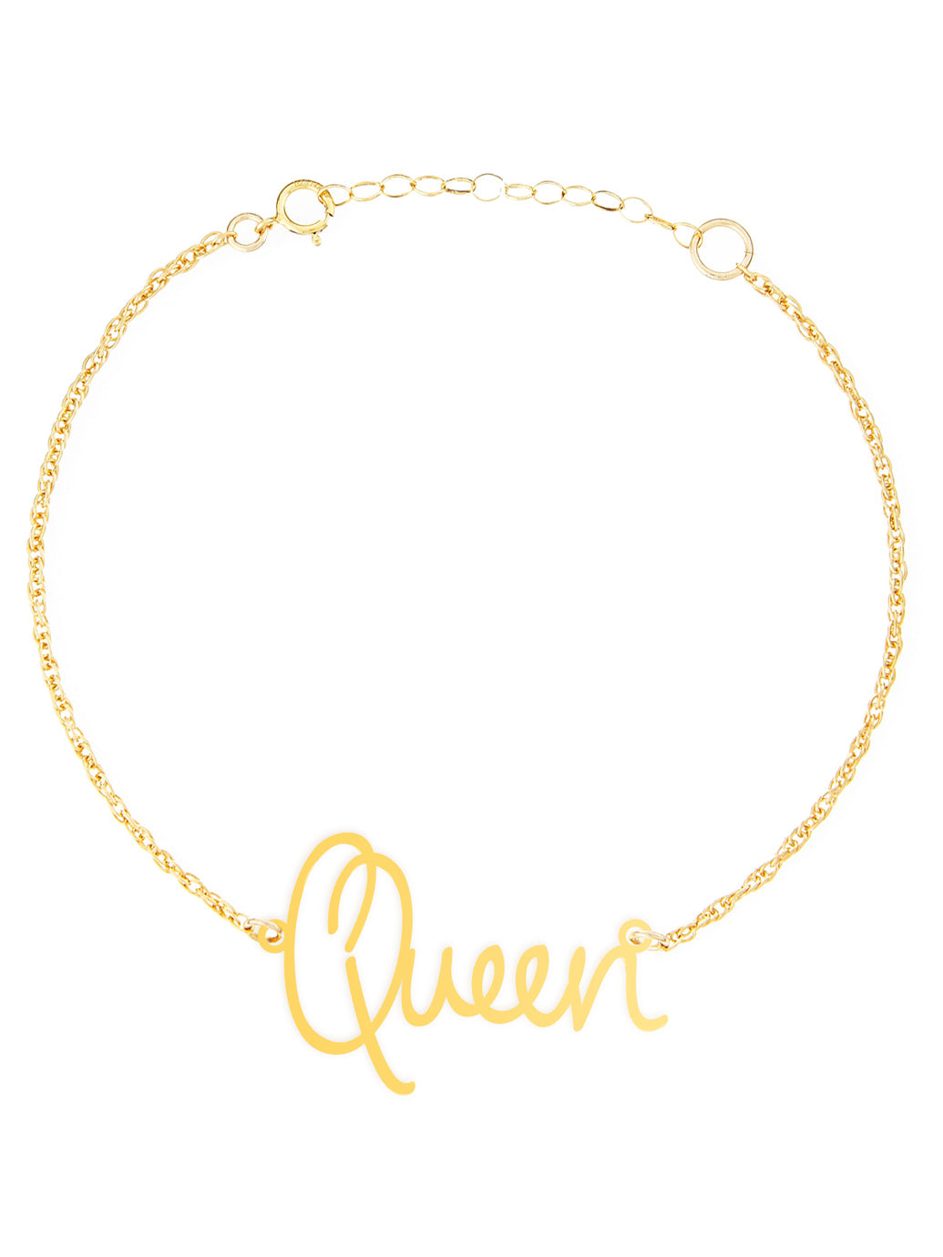 Queen Bracelet - High Quality, Affordable, Hand Written, Empowering, Self Love, Mantra Word Bracelet - Available in Gold and Silver - Made in USA - Brevity Jewelry
