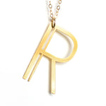 R Letter Necklace - Art Deco Typography Style - High Quality, Affordable, Self Love, Initial Charm Necklace - Available in Gold and Silver - Made in USA - Brevity Jewelry