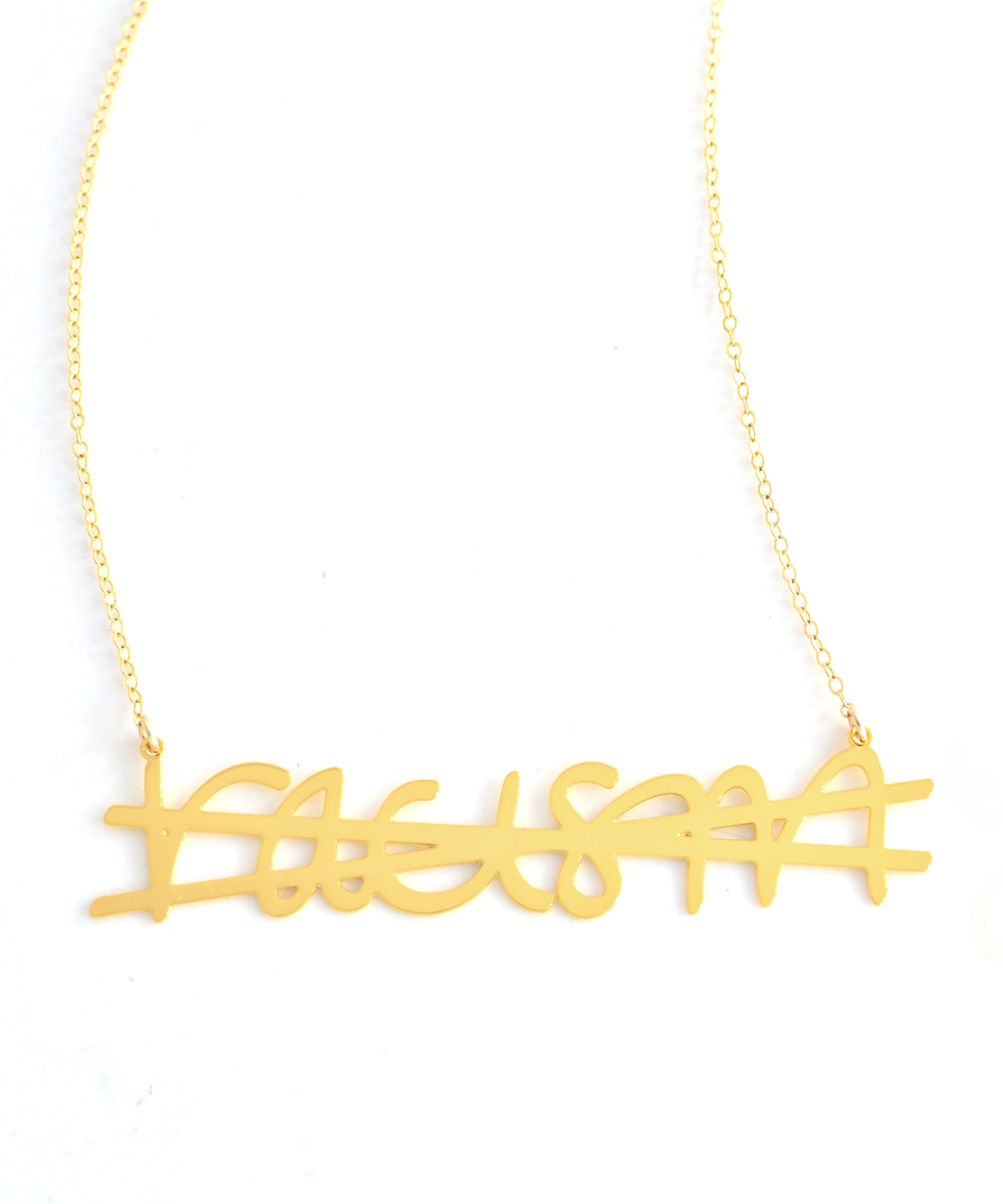 No More Racism Necklace - High Quality, Affordable, Hand Written, Empowering, Self Love, Mantra Word Necklace - Available in Gold and Silver - Small and Large Sizes - Made in USA - Brevity Jewelry