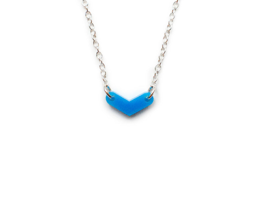 Raindrop Necklace - Affordable Acrylic Necklace - Yellow, Blue or Gray - Silver Chain - Made in USA - Brevity Jewelry