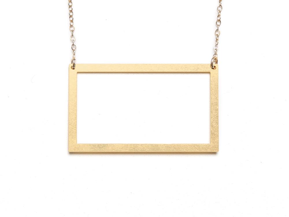 Large Rectangle Necklace - High Quality, Affordable Necklace - Available in Gold and Silver - Made in USA - Brevity Jewelry
