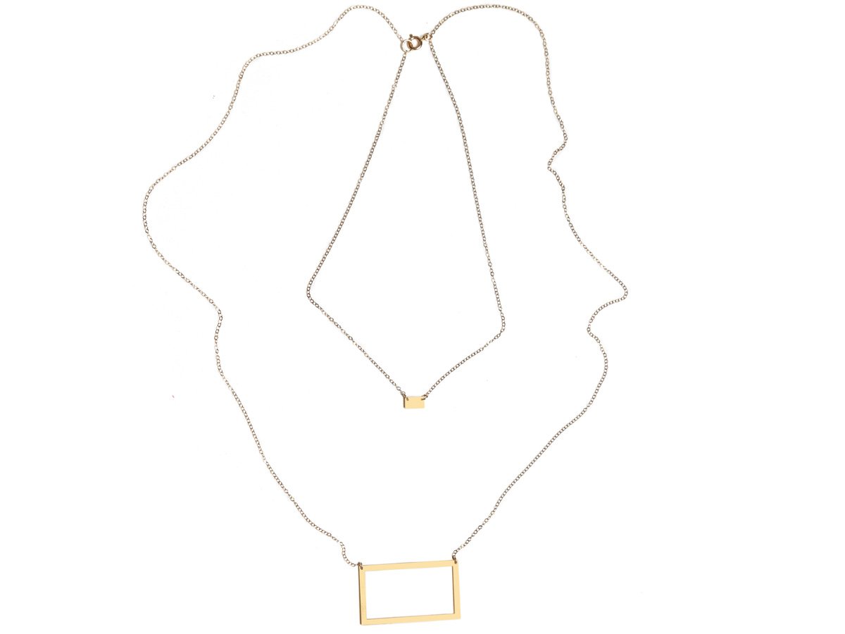 Pair of Rectangles Necklace - High Quality, Affordable Necklace - Available in Gold and Silver - Made in USA - Brevity Jewelry