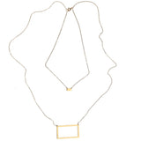 Pair of Rectangles Necklace - High Quality, Affordable Necklace - Available in Gold and Silver - Made in USA - Brevity Jewelry