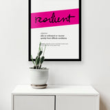Framed Magenta Resilient Print With Word Definition - High Quality, Affordable, Hand Written, Empowering, Self Love, Mantra Word Print. Archival-Quality, Matte Giclée Print - Brevity Jewelry