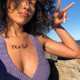 Resist Necklace - High Quality, Affordable, Hand Written, Empowering, Self Love, Mantra Word Necklace - Available in Gold and Silver - Small and Large Sizes - Made in USA - Brevity Jewelry