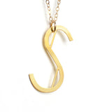 S Letter Necklace - Art Deco Typography Style - High Quality, Affordable, Self Love, Initial Charm Necklace - Available in Gold and Silver - Made in USA - Brevity Jewelry