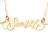 I Heart Seattle Necklace - High Quality, Hand Lettered, Calligraphy, City Necklace - Featuring a Dainty Heart and Your Favorite City - Available in Gold and Silver - Made in USA - Brevity Jewelry