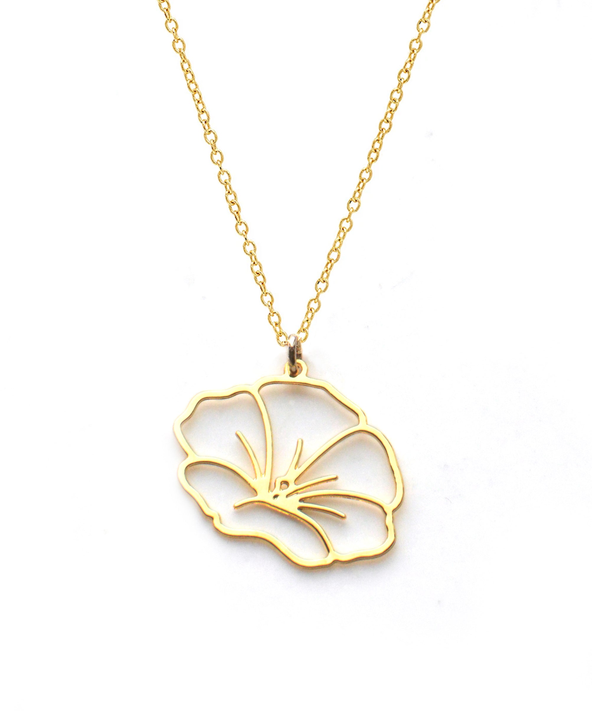 Morning Glory Necklace - High Quality, Affordable, Whimsical, Hand Drawn Necklace - September Birthday Gift - Available in Gold and Silver - Made in USA - Brevity Jewelry