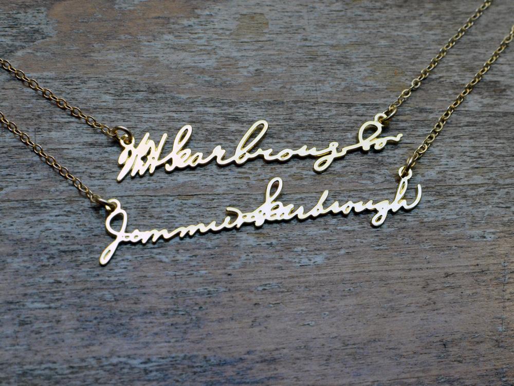 Double Signature Necklace - Made From Your Handwriting or Signature - High Quality, Affordable, One-of-a-kind, Personalized Necklace - Available in Gold and Silver - Made in USA - Brevity Jewelry - The Pefect Gift