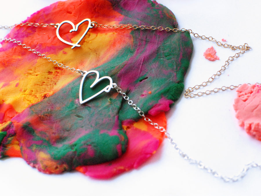 Hand Drawn Heart Necklace - Made From Your Handwriting - High Quality, Affordable, One-of-a-kind, Personalized Necklace - Available in Gold and Silver - Made in USA - Brevity Jewelry - The Pefect Gift