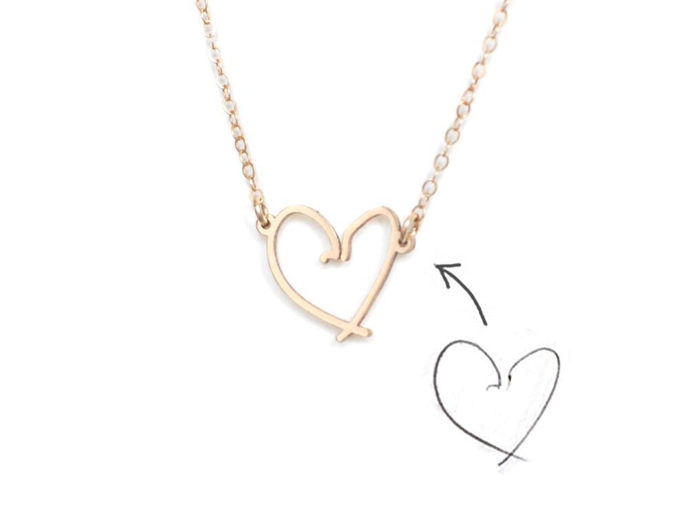 Hand-Drawn Hearts  - Brevity Jewelry - Made in USA - Affordable gold and silver necklaces