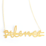 No More Silence Necklace - High Quality, Affordable, Hand Written, Empowering, Self Love, Mantra Word Necklace - Available in Gold and Silver - Small and Large Sizes - Made in USA - Brevity Jewelry