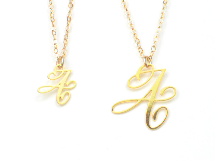 Initial Letter Necklace - Handwritten By A Calligrapher - High Quality, Affordable, Self Love, Initial Letter Charm Necklace - Available in Gold and Silver - Made in USA - Brevity Jewelry