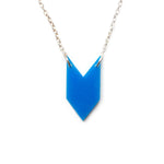 Spear Necklace - Affordable Acrylic Necklace - Yellow, Blue or Gray - Silver Chain - Made in USA - Brevity Jewelry