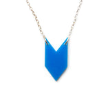 Spear Necklace - Affordable Acrylic Necklace - Yellow, Blue or Gray - Silver Chain - Made in USA - Brevity Jewelry