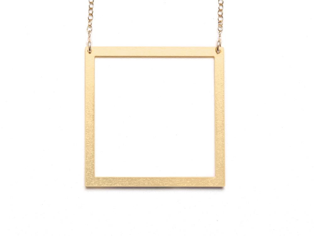 Large Square Necklace - High Quality, Affordable Necklace - Available in Gold and Silver - Made in USA - Brevity Jewelry