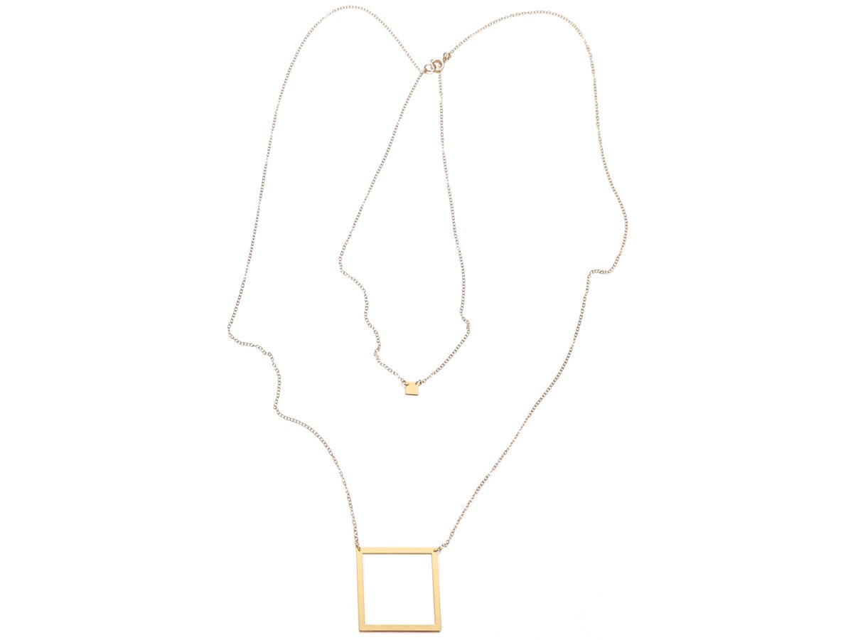 Pair of Squares Necklace - High Quality, Affordable Necklace - Available in Gold and Silver - Made in USA - Brevity Jewelry