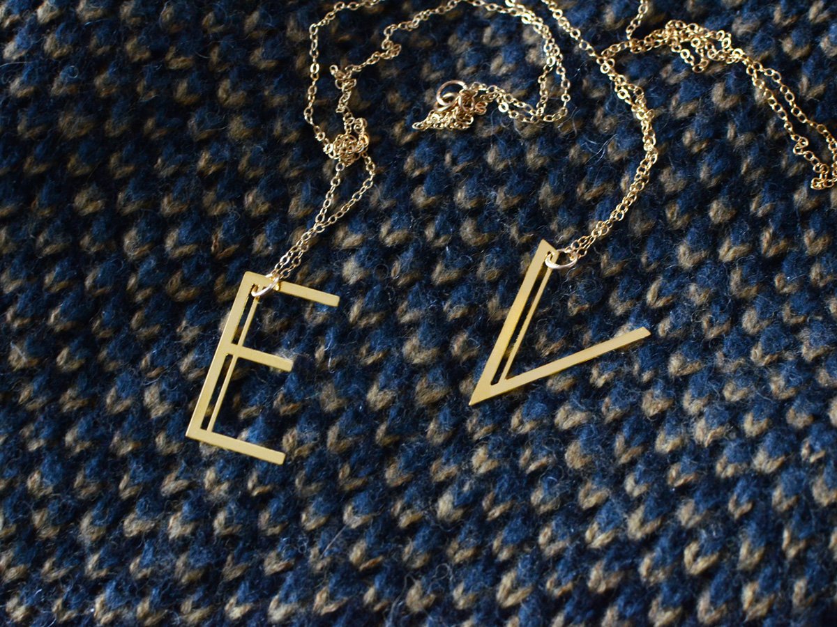 Alpha Necklace - Art Deco Typography Style - High Quality, Affordable, Self Love, Initial Letter Charm Necklace - Available in Gold and Silver - Made in USA - Brevity Jewelry