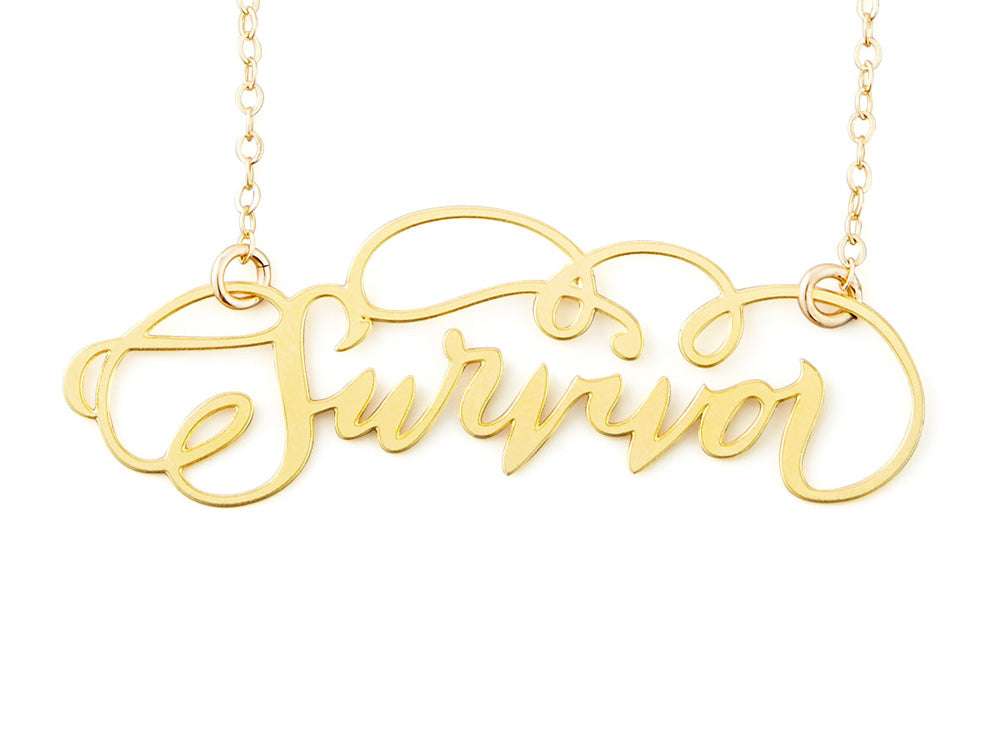 Survivor Necklace - High Quality, Affordable, Endearment Nickname Necklace - Available in Gold and Silver - Made in USA - Brevity Jewelry