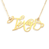 I Heart Texan Necklace - High Quality, Hand Lettered, Calligraphy, City Necklace - Featuring a Dainty Heart and Your Favorite City - Available in Gold and Silver - Made in USA - Brevity Jewelry