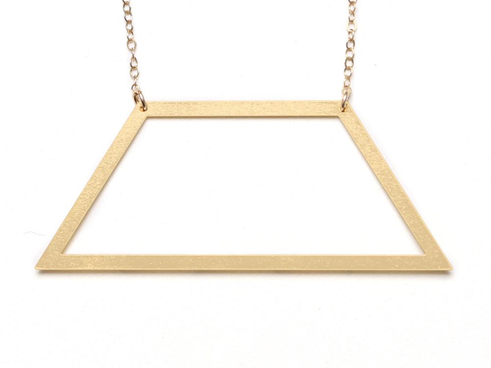 Large Isosceles Trapezoid Necklace - High Quality, Affordable Necklace - Available in Gold and Silver - Made in USA - Brevity Jewelry