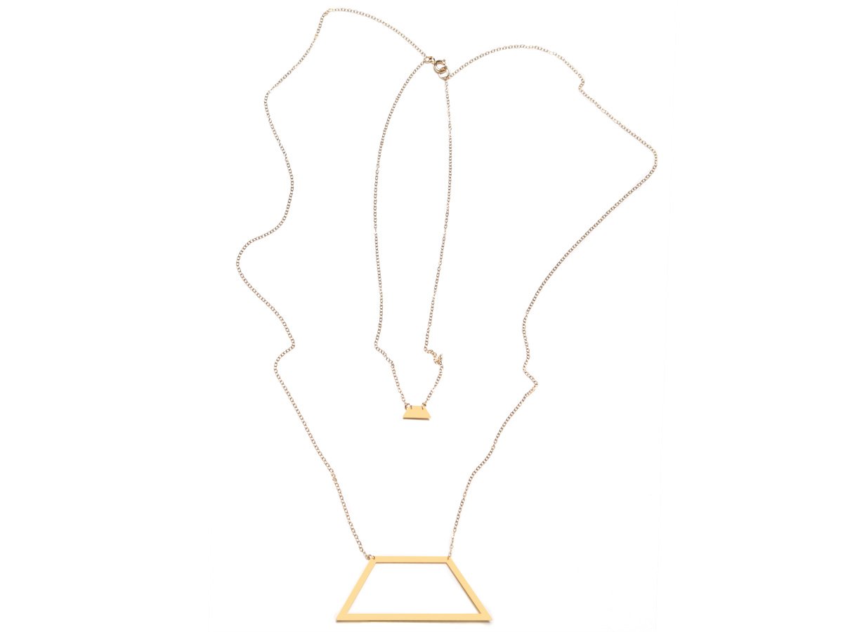 Pair of Isosceles Trapezoid Necklace - High Quality, Affordable Necklace - Available in Gold and Silver - Made in USA - Brevity Jewelry