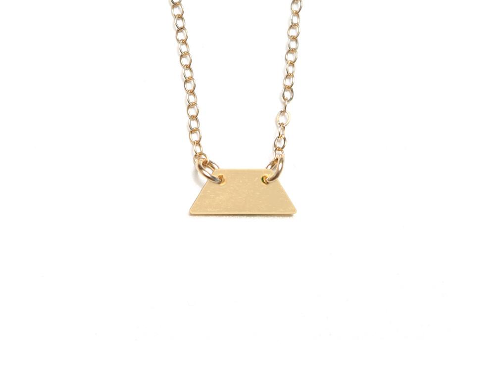 Small Isosceles Trapezoid Necklace - High Quality, Affordable Necklace - Available in Gold and Silver - Made in USA - Brevity Jewelry