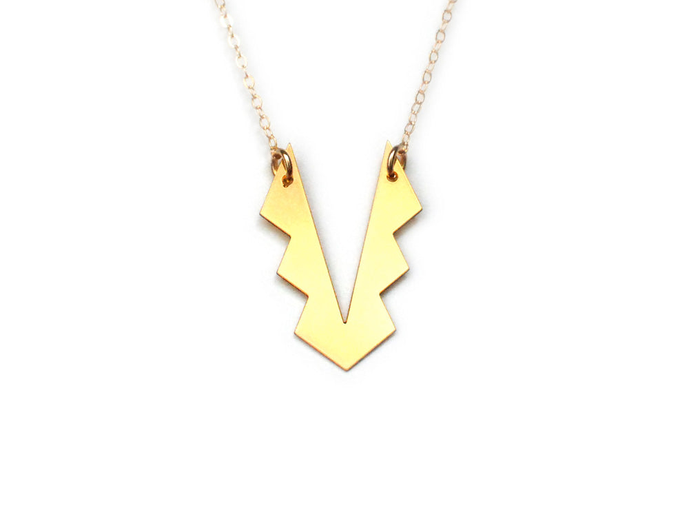 Tribal Metal Necklace - High Quality, Affordable Necklace - Available in Gold - Made in USA - Brevity Jewelry