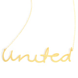 United Necklace - High Quality, Affordable, Hand Written, Self Love, Mantra Word Necklace - Available in Gold and Silver - Small and Large Sizes - Made in USA - Brevity Jewelry