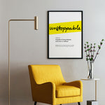 Framed Yellow Unstoppable Print With Word Definition - High Quality, Affordable, Hand Written, Empowering, Self Love, Mantra Word Print. Archival-Quality, Matte Giclée Print - Brevity Jewelry