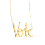Vote Necklace - High Quality, Affordable, Hand Written, Empowering, Self Love, Mantra Word Necklace - Available in Gold and Silver - Small and Large Sizes - Made in USA - Brevity Jewelry