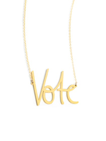 Vote Necklace - High Quality, Affordable, Hand Written, Empowering, Self Love, Mantra Word Necklace - Available in Gold and Silver - Small and Large Sizes - Made in USA - Brevity Jewelry