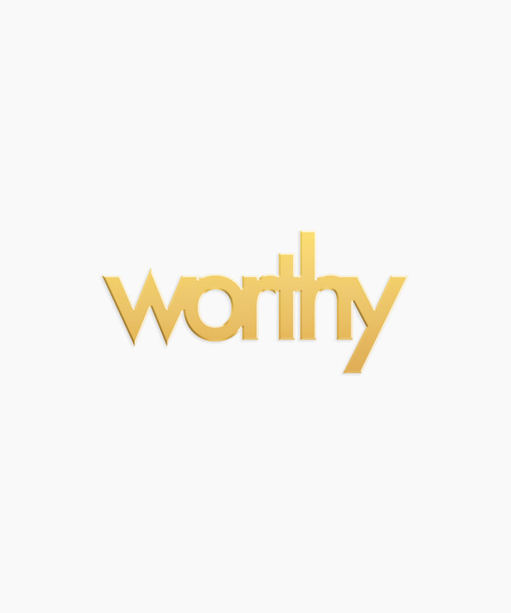 Worthy Word Charm - High Quality, Affordable, Empowering, Self Love, Mantra Individual Charm for a Custom Locket - Available in Gold and Silver - Made in USA - Brevity Jewelry
