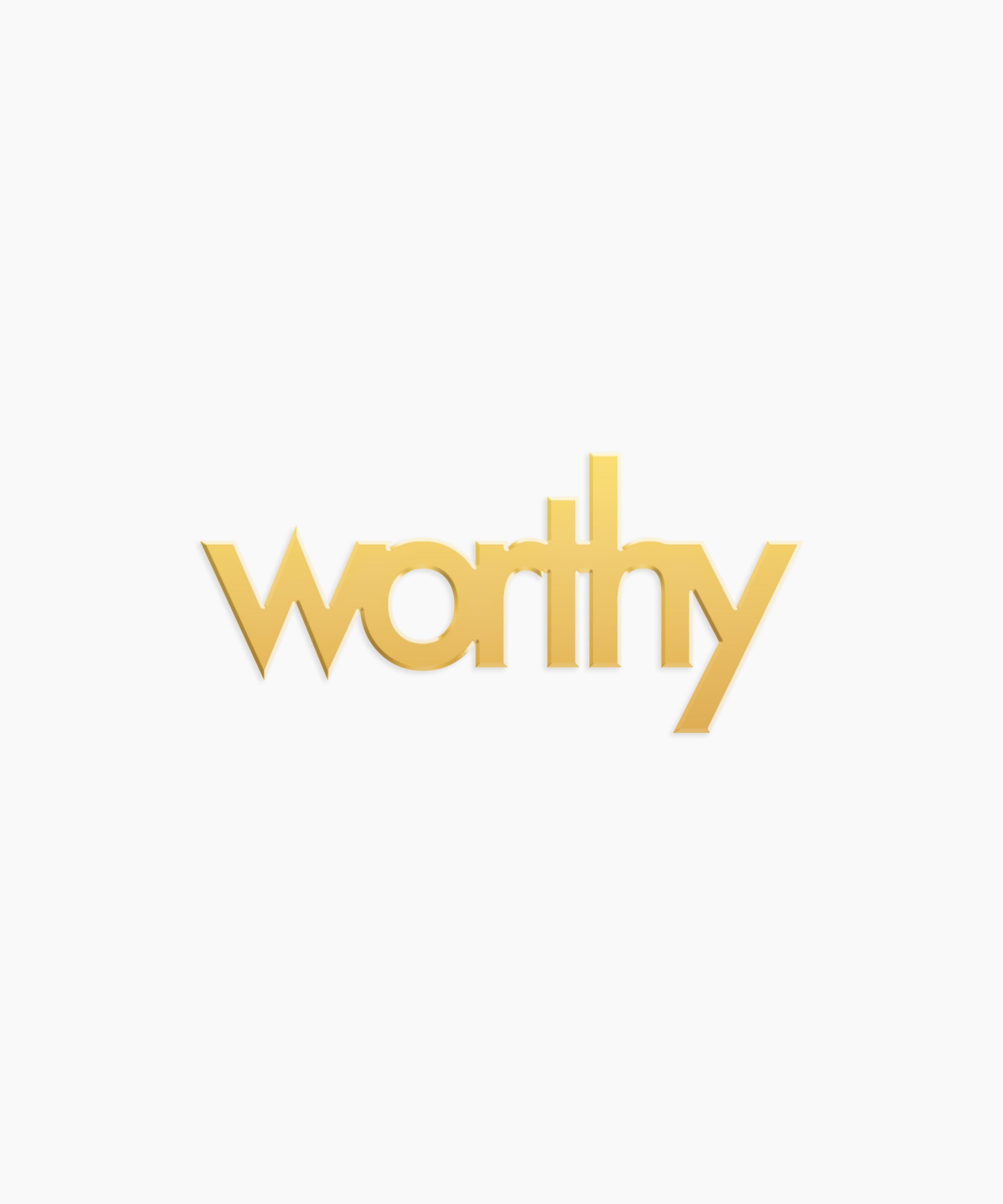 Worthy Word Charm - High Quality, Affordable, Empowering, Self Love, Mantra Individual Charm for a Custom Locket - Available in Gold and Silver - Made in USA - Brevity Jewelry