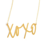 XOXO Hugs and Kisses Necklace - High Quality, Affordable, Hand Written, Self Love, Mantra Word Necklace - Available in Gold and Silver - Small and Large Sizes - Made in USA - Brevity Jewelry