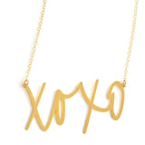 XOXO Hugs and Kisses Necklace - High Quality, Affordable, Hand Written, Self Love, Mantra Word Necklace - Available in Gold and Silver - Small and Large Sizes - Made in USA - Brevity Jewelry