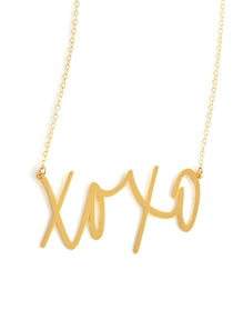 XOXO Hugs and Kisses Necklace - High Quality, Affordable, Hand Written, Self Love, Mantra Word Necklace - Available in Gold and Silver - Small and Large Sizes - Made in USA - Brevity Jewelry