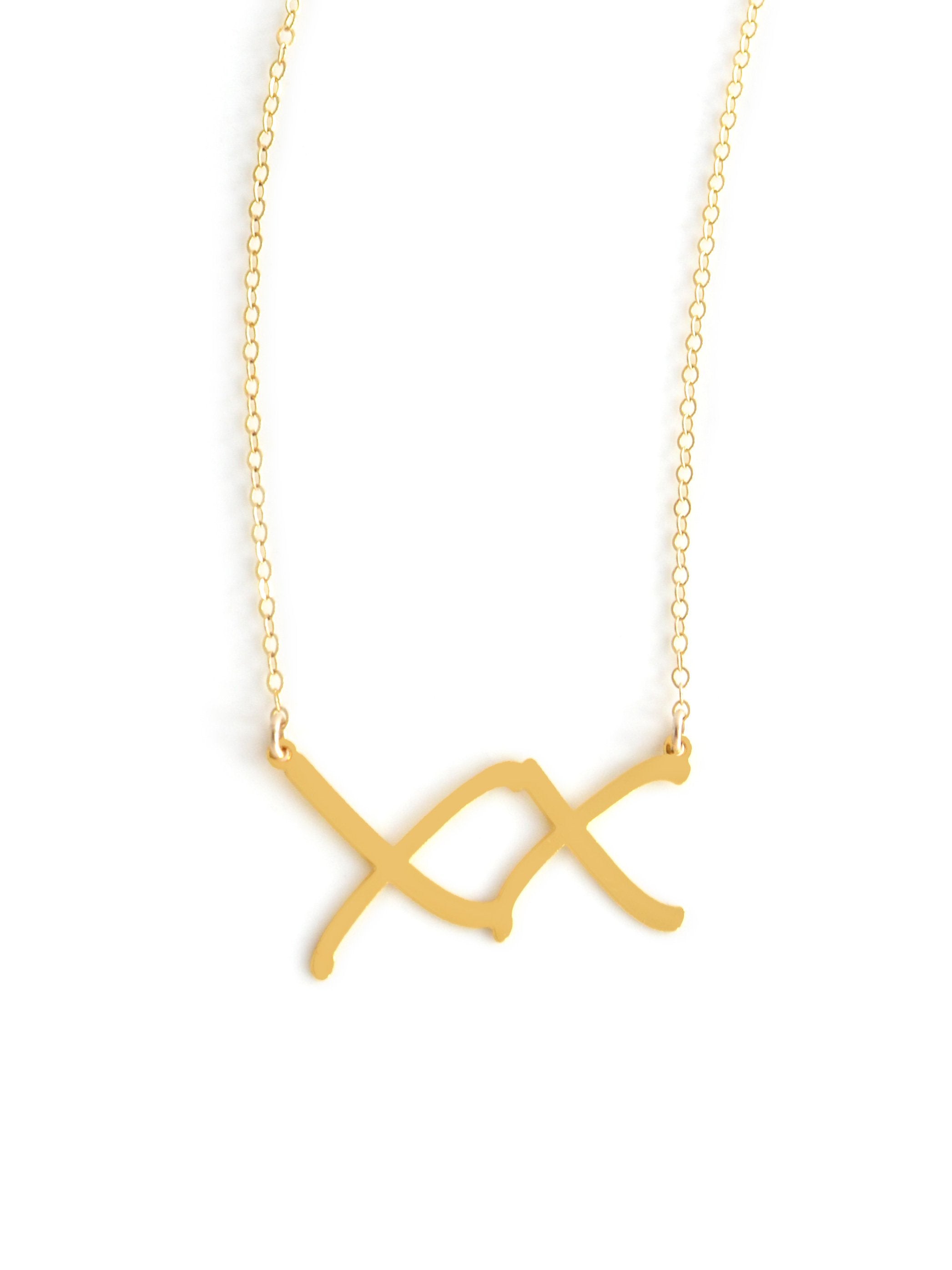 XX Female Necklace - High Quality, Affordable, Hand Written, Empowering, Self Love, Mantra Word Necklace - Available in Gold and Silver - Small and Large Sizes - Made in USA - Brevity Jewelry