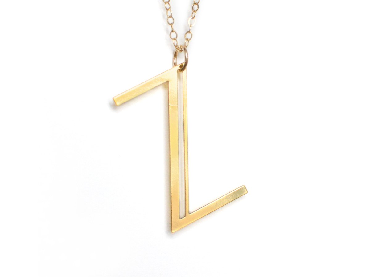 Z Letter Necklace - Art Deco Typography Style - High Quality, Affordable, Self Love, Initial Charm Necklace - Available in Gold and Silver - Made in USA - Brevity Jewelry