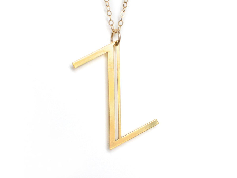 Z Letter Necklace - Art Deco Typography Style - High Quality, Affordable, Self Love, Initial Charm Necklace - Available in Gold and Silver - Made in USA - Brevity Jewelry